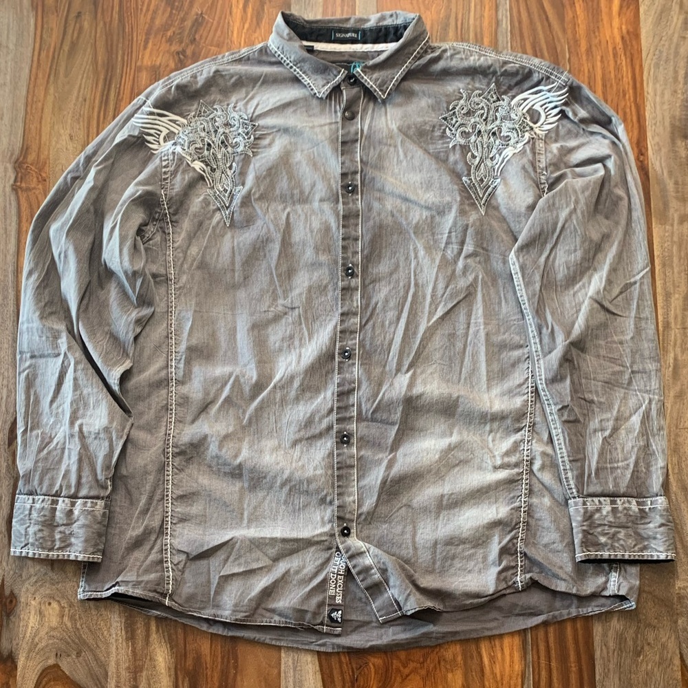 Y2K Roar Grey Signature Button Up Shirt